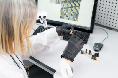 Precision assembly in the Electrostatic Discharge testing safe facility.jpg